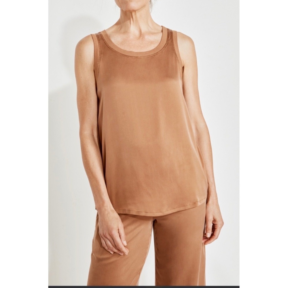 NWT Haven Well Within Natural Luxe Tank Top Small Brown Vegan Silky Lounge